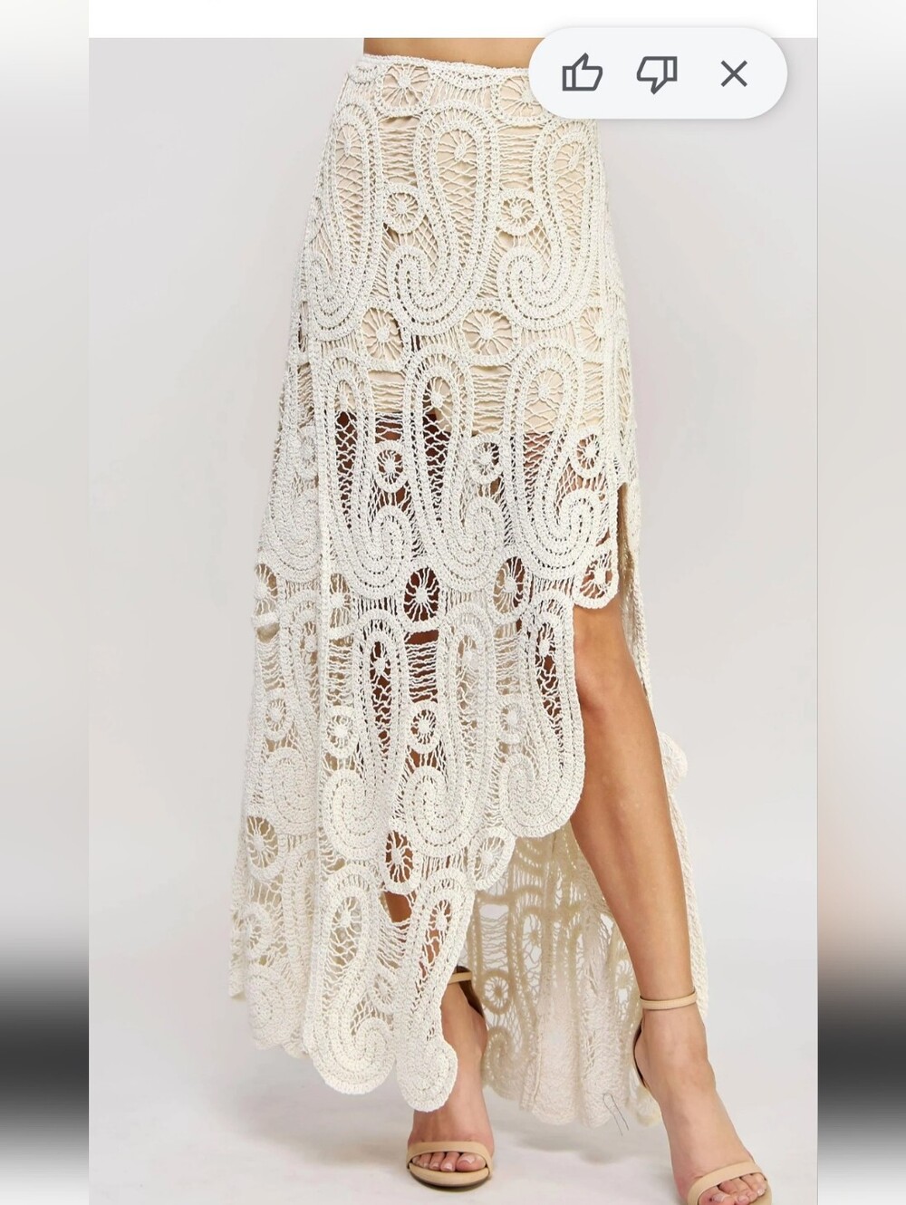 Pol Boho Crochet Maxi Skirt in Cream